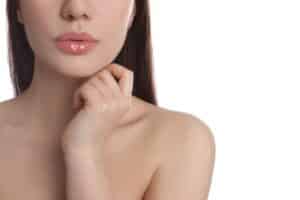 A cropped shot of a woman's lips after an upper lip lift in Norman, OK